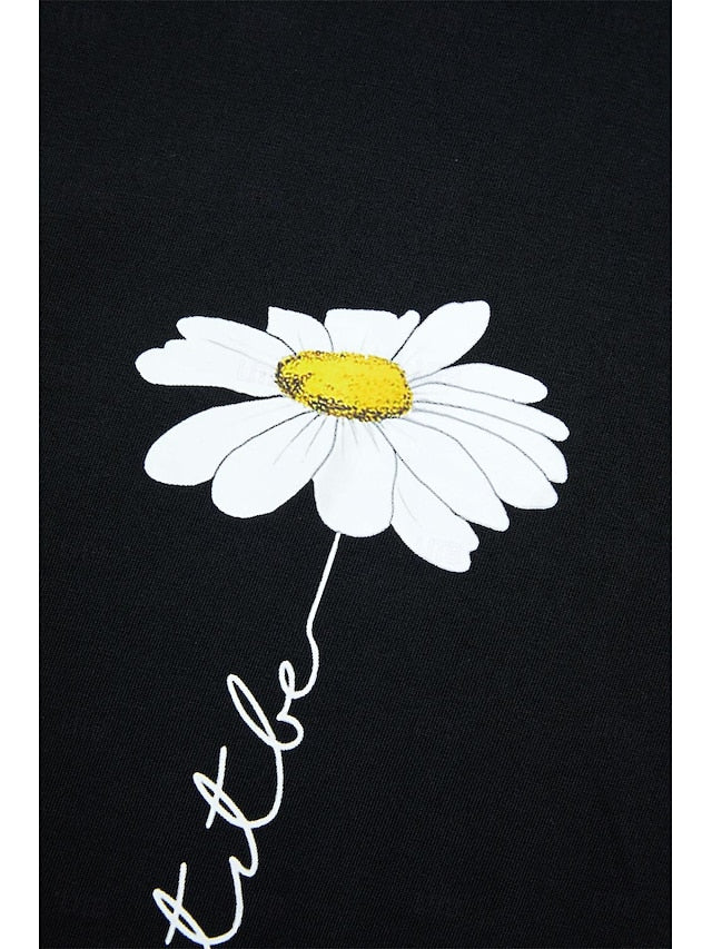 Women's T shirt Tee 100% Cotton Black White Yellow Graphic