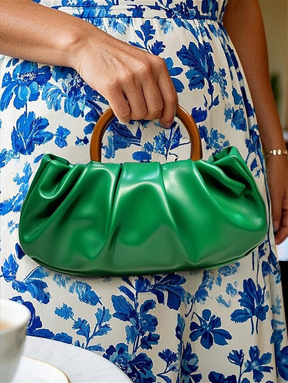 Faux Bag Clutch Pleated Acrylic with Leather Women's Tote