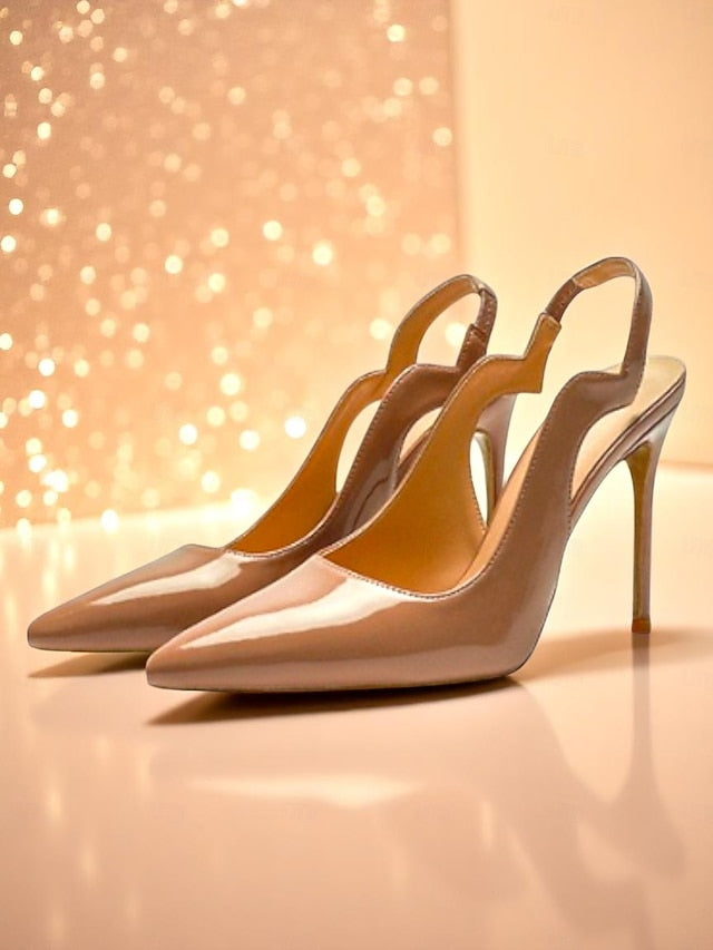 Women's Heels and Patent Leather Black Slingback Red