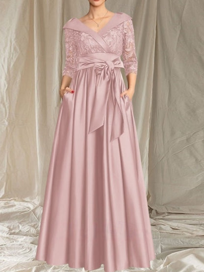 Dress of Mother Elegant A-Line Wedding Bride the Guest V Neck