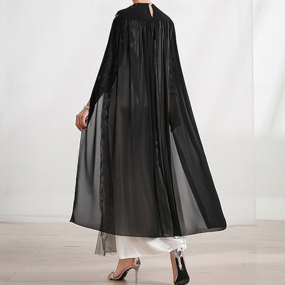 Neck Dress A-Line the Bride Cape Elegant of Mother Crew