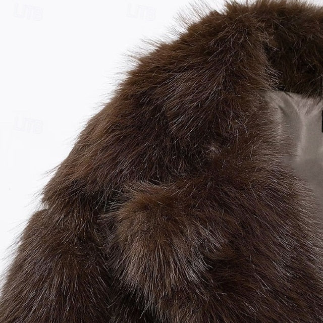 Women's Pocket Warm Fur Faux Furs Coat Comfortable