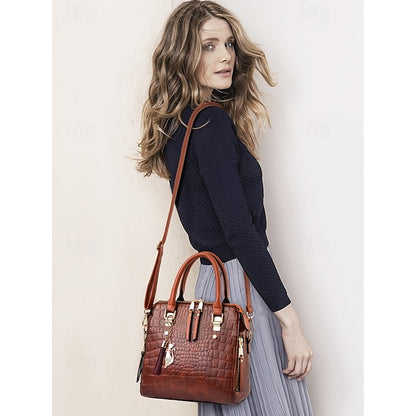 Crocodile Handbag with Women’s Leather Faux Tassel Pattern