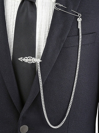 Nautical Ship Design with Silver – Wheel Men's Chain Tie