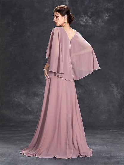 Mother Bride Elegant Dress V Neck the of Floor Party