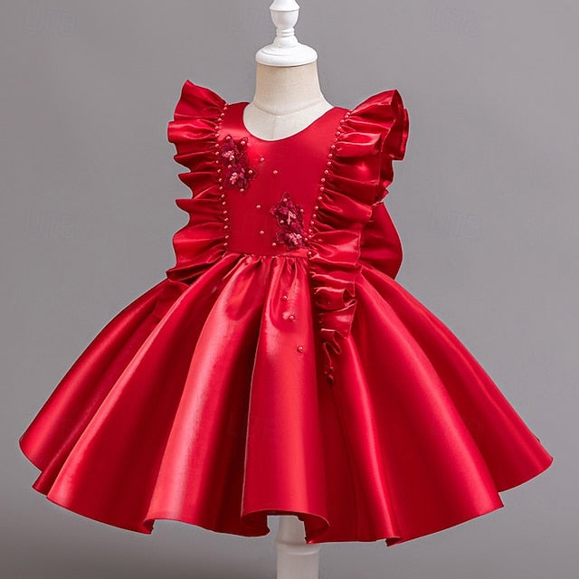 Girls' Wedding Dress Party Floral Toddler Sleeveless