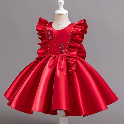 Girls' Wedding Dress Party Floral Toddler Sleeveless