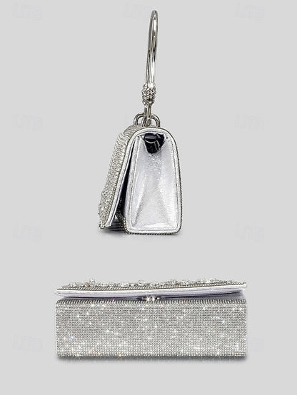 Evening Elegant with Women's Silver Chain Crystal Handbag