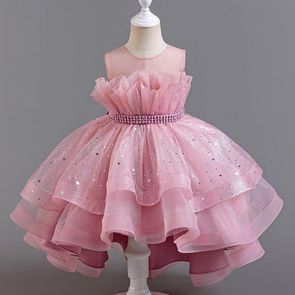 Flower Sequin Party Kids Girl Sleeveless Girls' Dress