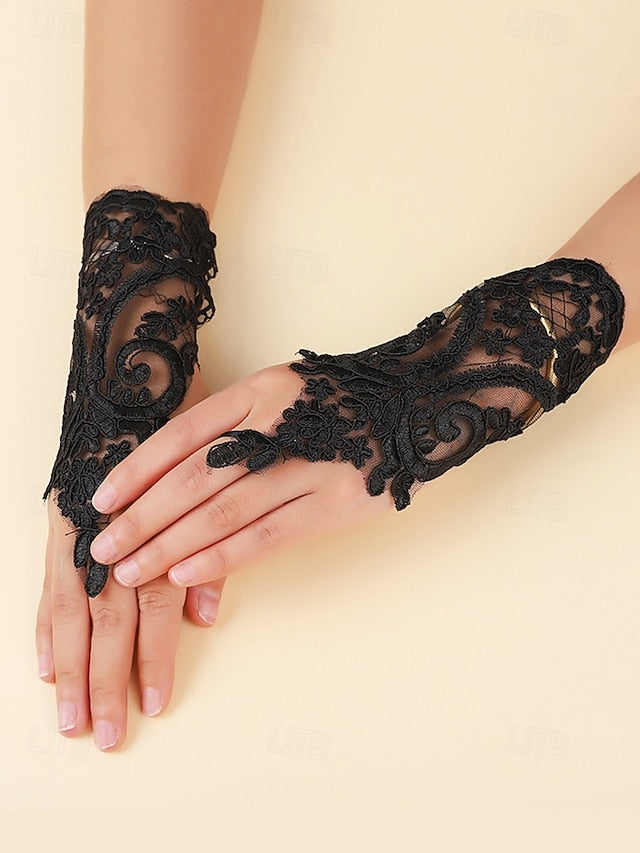 Gloves Vintage Wedding White Fingerless Bridal Lace Elegant –