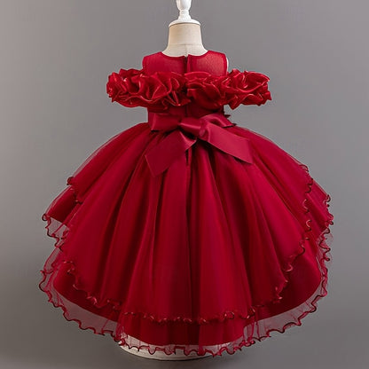 Dress Wedding Sleeve Girls' Kids Short Flower Floral Party