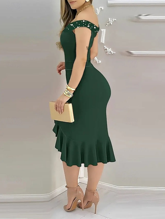 Women's Midi Dress Elegant Dress Off The Shoulder Dress