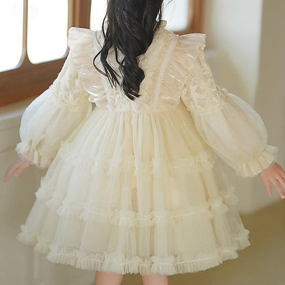 Kids Party Color Girl Dress Long Solid Girls' Flower