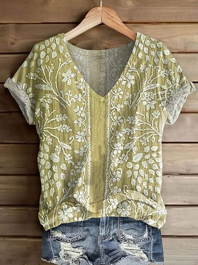 Women's T Shirt Floral Graphic Plants Vintage Fashion