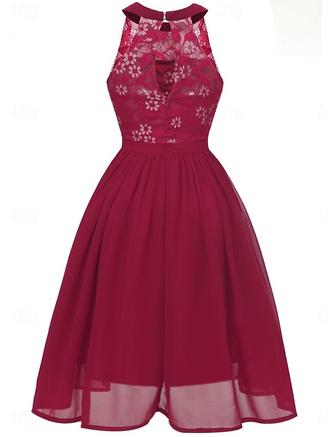 Women's Midi Dress Lace Dress Cocktail Dress Wedding Guest