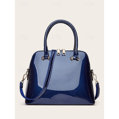 - Patent Green Women's Elegant Bag Shiny Leather Tote