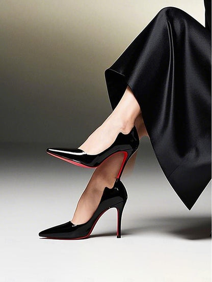 Black Soles with Leather High Patent Toe Pointed – Red Heels