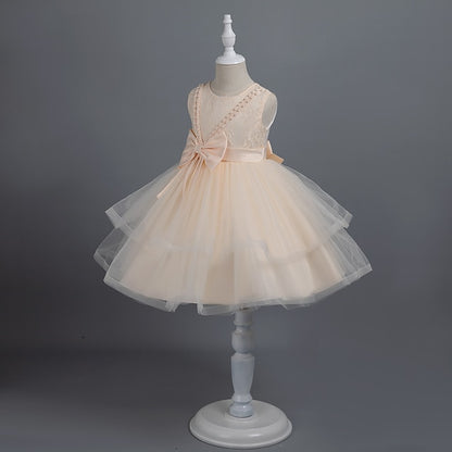 Sleeveless Party Color Dress Girls' Toddler Solid