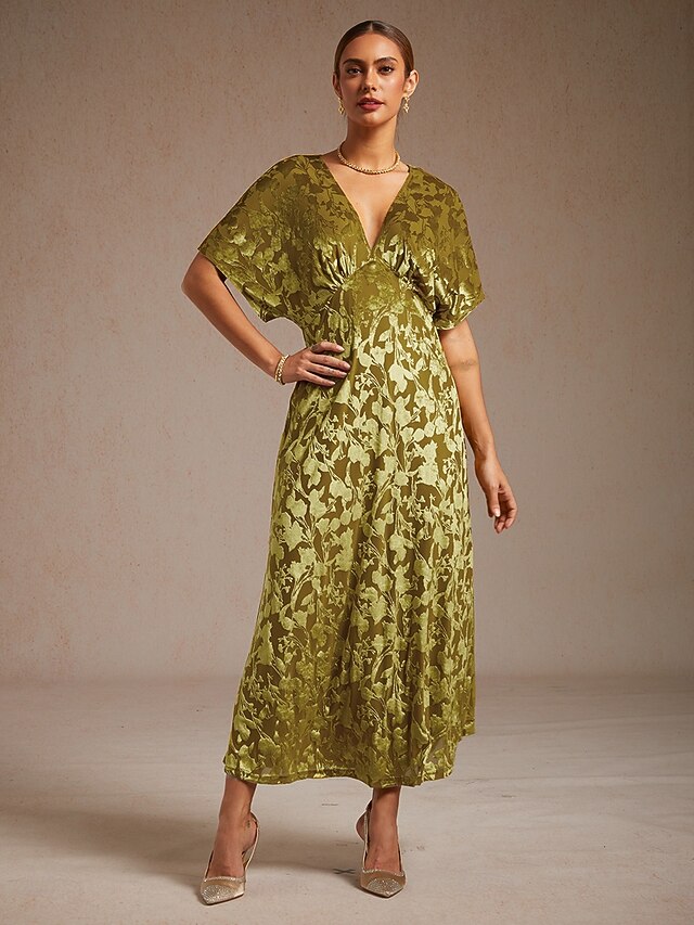 Women's Velvet Midi Dress Sheath Dress Elegant Party Party