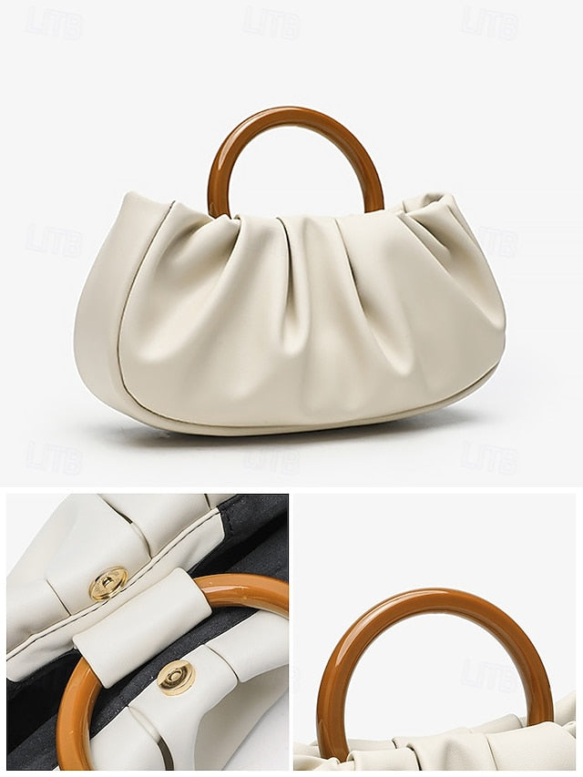 Faux Bag Clutch Pleated Acrylic with Leather Women's Tote