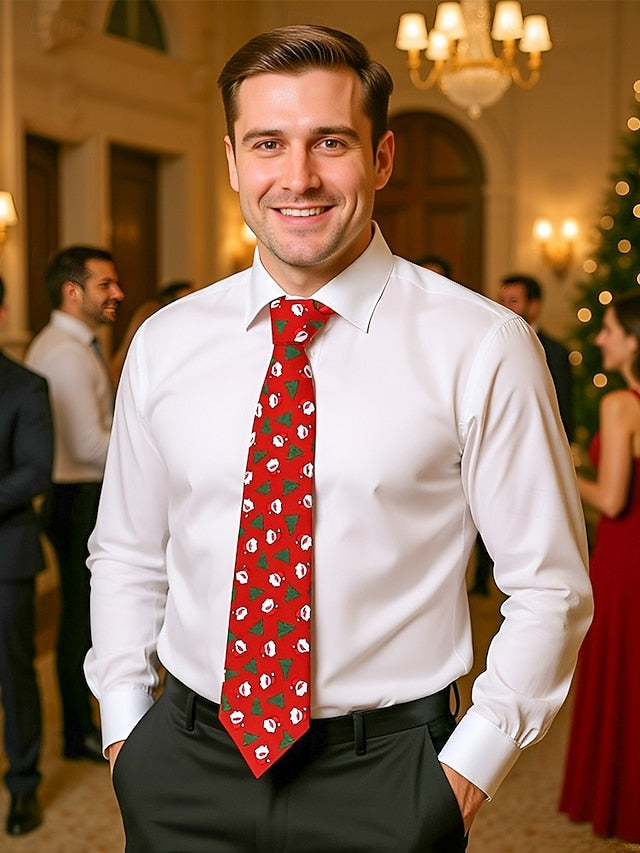 Fun Men's Polyester Tie and Tree Santa Christmas – Silk