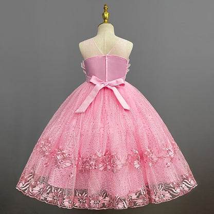 Girl Girls' Solid Flower Kids Dress Colored