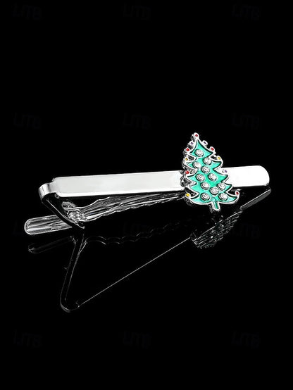 Clip Set Tie - Cufflinks Festive Men's and Tree Christmas