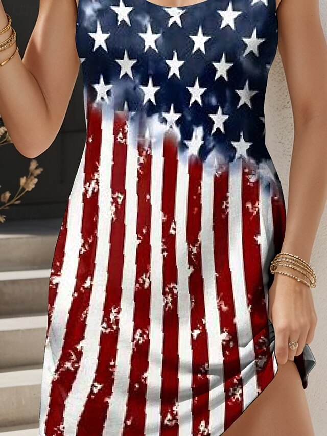 Women's Patriotic  Dress Mini Dress Sundress A Line Dress