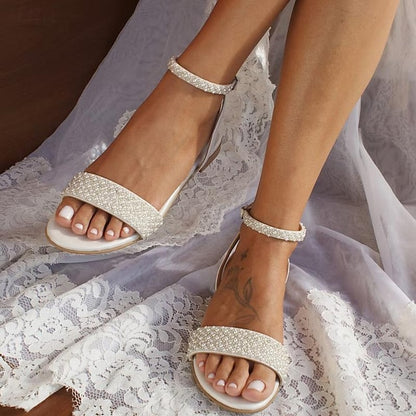 Sandals Rhinestone Ivory - Elegant Bridal Wedding Women's