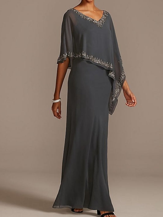Bride V Mother the Wedding Sheath Elegant Guest Dress Neck of