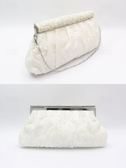 Clutch with Black Elegant Women's Beaded Evening Bag Lace