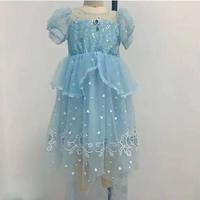 Cloak Dress Frozen Princess Cosplay Elsa Girl Flower