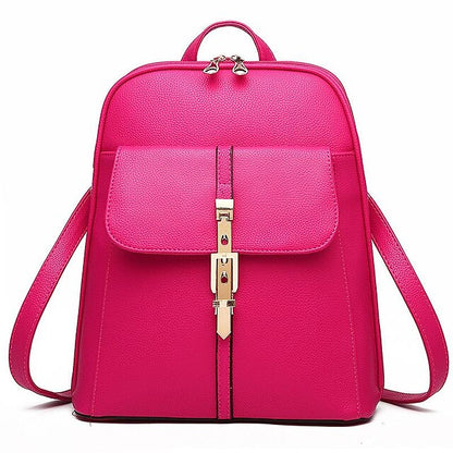 Sac à dos en similicuir noir pour femme avec fermoir doré