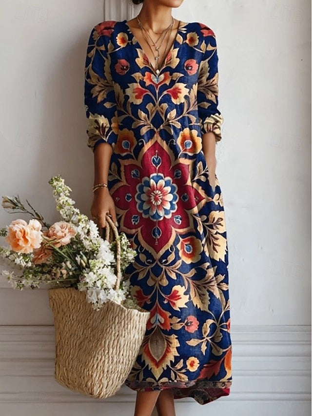 Easter Women's Midi Dress Linen Like Breathable Lightweight