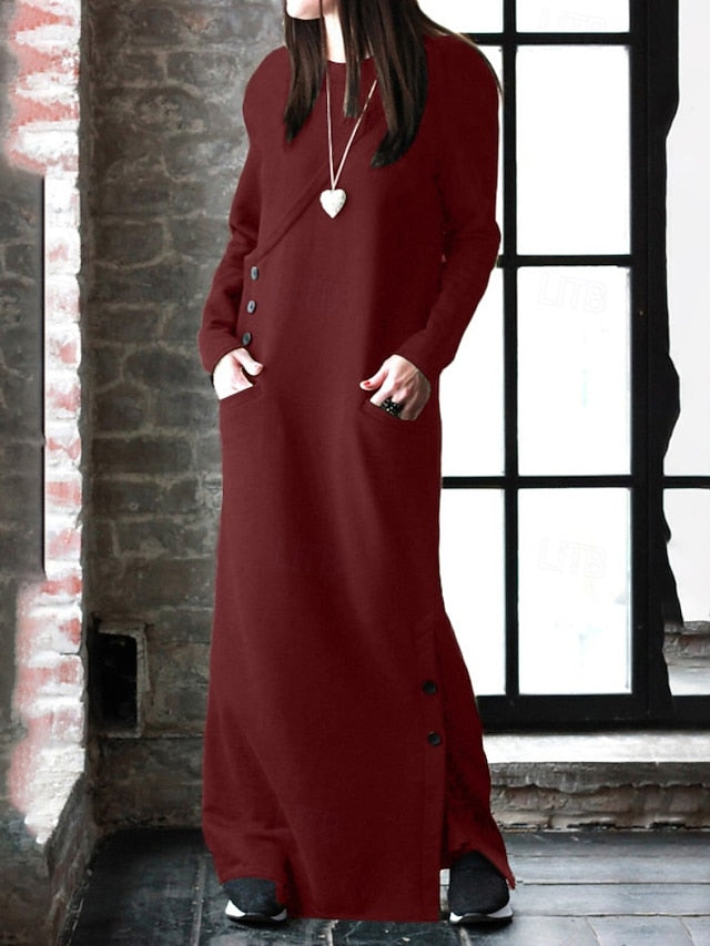 Women's Long Dress Maxi Dress Hoodie Dress Sweatshirt Dress