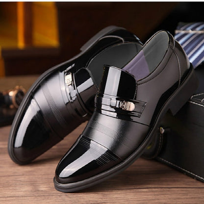 Patent Leather Dress Faux Brown Loafers with Men's