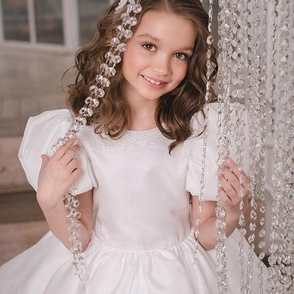 Party Kids Dress Girl Color Girls' Long Flower Solid