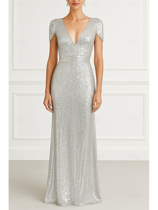 Column Black Formal Wedding Elegant Gold Dress Gown Evening