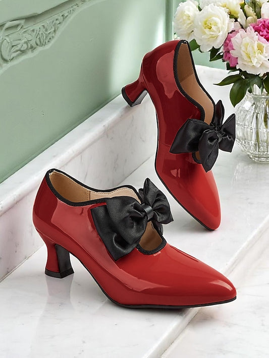 Red Vintage 1920s Women's – Shoes Low Leather Heel Patent