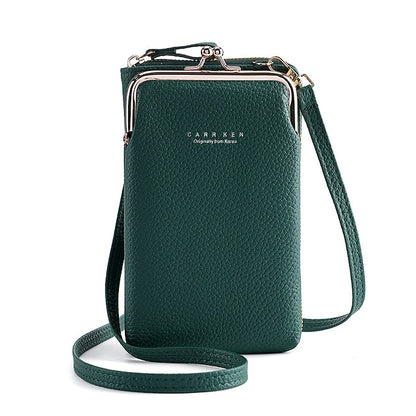 Tasche Gold Damen Kunstleder mit Rahmen Schwarz Crossbody