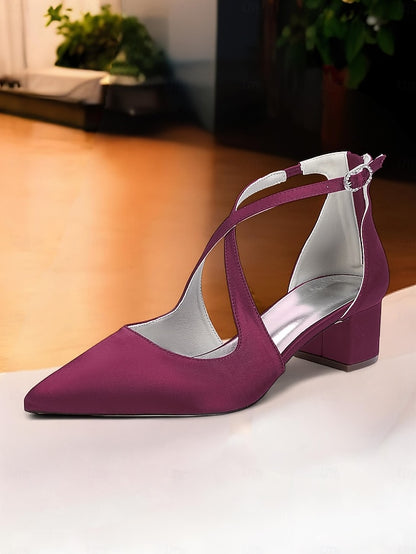 Block Ivory Pointed Heels Women's Toe - Elegant Satin