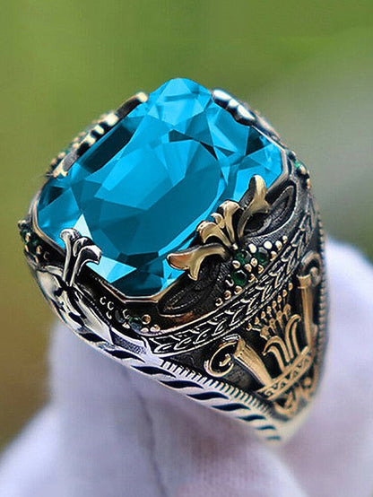 Gemstone Ring Alloy Men's
