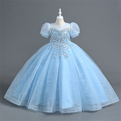 Party Dress Girl Girls' Solid Flower Color Kids