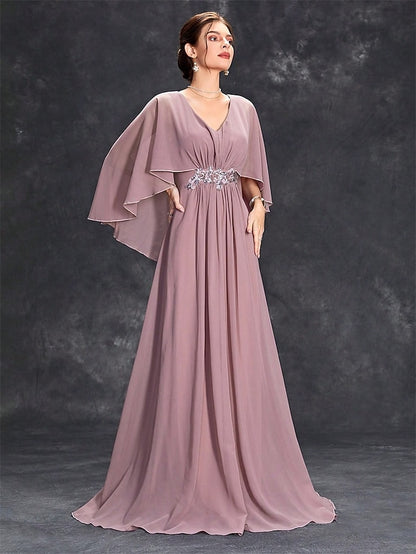 Mother Bride Elegant Dress V Neck the of Floor Party