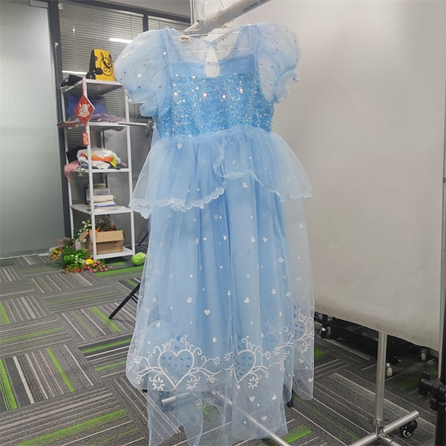 Cloak Dress Frozen Princess Cosplay Elsa Girl Flower