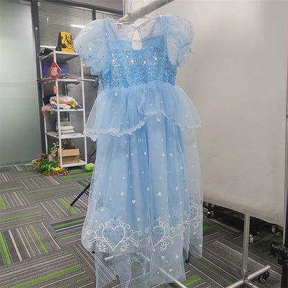 Cloak Dress Frozen Princess Cosplay Elsa Girl Flower