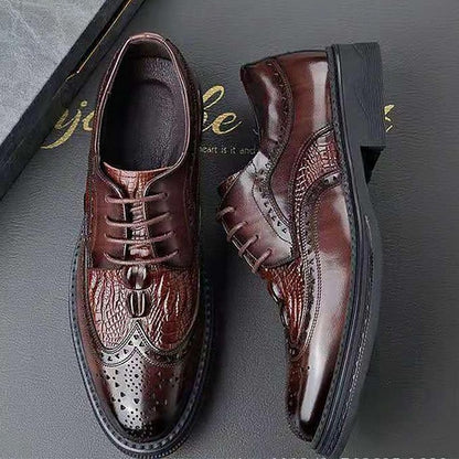 Men's Brogue Brown Oxford Leather - Crocodile Shoes