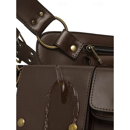 Utility Bag mit Vintage Gürtel Damen Leder Kunstleder