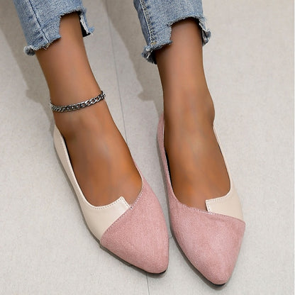 Two-Tone Elegant Slip-On Toe Pointed Women's Flats –