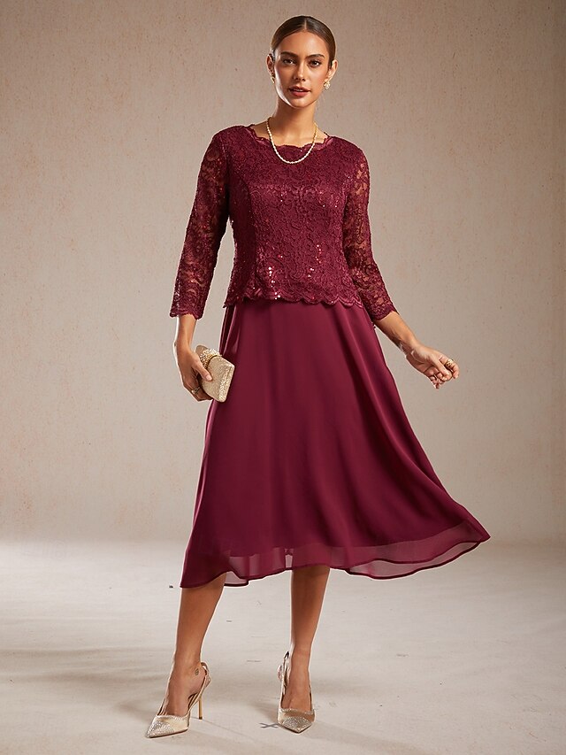 Women's Midi Dress A Line Dress Elegant Wedding Guest